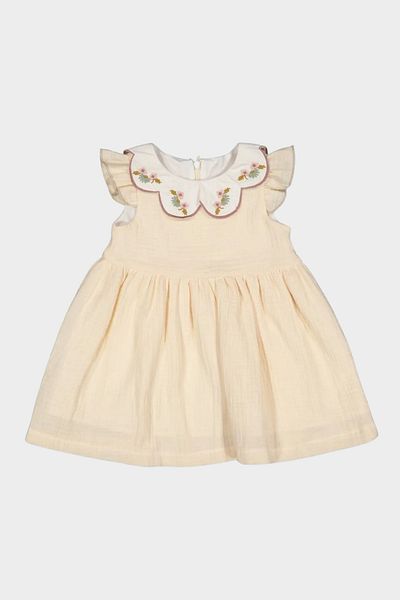 Numuu Muslin Dress Embroidery Embroidered Neckline Sleeves Ruffles Summer Girl's Dress