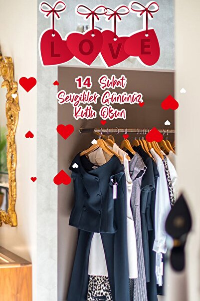 MIGNATIS Love Yazısı 14 Şubat Sevgililer Gününüz Kutlu Olsun Cam Vitrin Oda S...