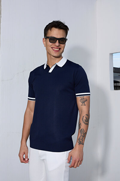 axxa Men's Collar Detail Polo Collar T-Shirt