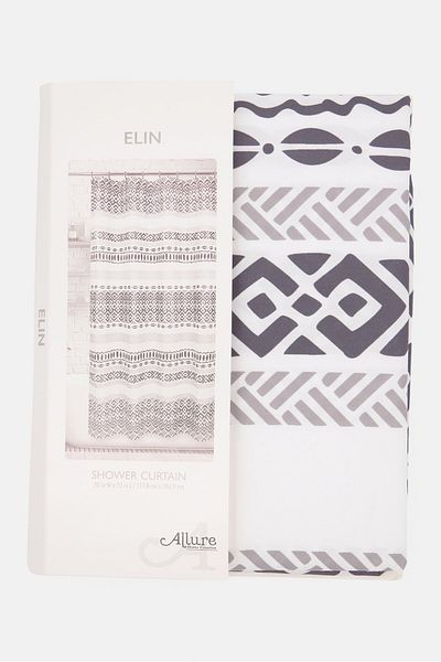 ALLURE Elin Shower Curtain, White Combo
