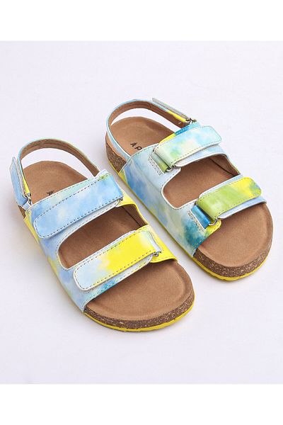 Pine kids Pine Kids Sandals with Velcro Closure - Blue & Yellow