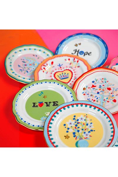 Baci Milano Mamma Mia Heart Patterned Dessert Plate 16 cm