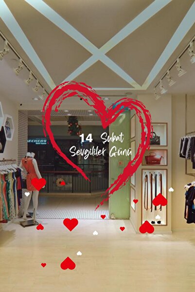 MIGNATIS Parçalı Kalp Sevgililer Günü Cam Vitrin Oda Stickerı 70cm