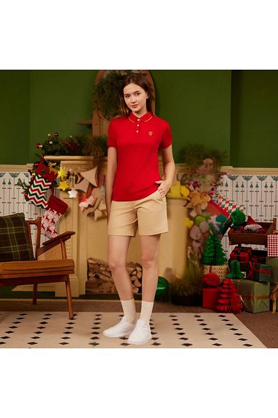 Giordano Women's Slim Fit Embroidery Bold Polo (Liquid Touch)