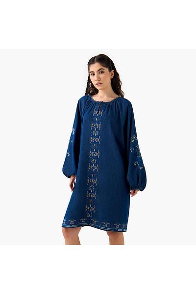 Lee Cooper فستان مطرز بأكمام منفوخة من لي كوبر