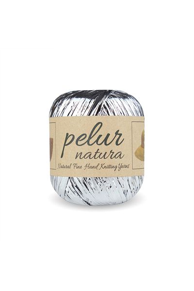 Prestij Boncuk Metallic Raffia Aren Bag and Hobby Knitting Lanyard - Silver