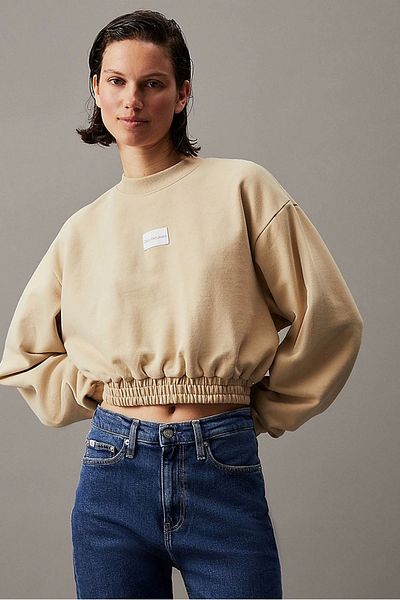 Calvin Klein Women's Woven Cotton Label Sweatshirt