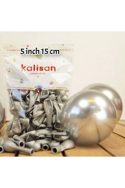 Parti Dükkanım 5 Inch Mini Silver Chrome Balloon 10 Pieces