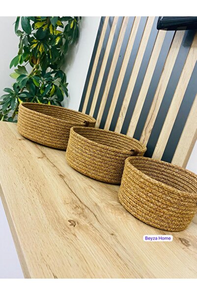 HLM TEKSTİL BEYZAM HOME  HASIR YUVARLAK EL DOKUMA SEPET BANYO VE MUTFAK ORGAN...