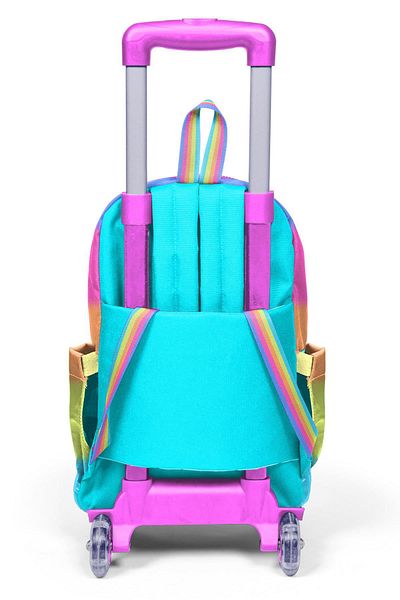 Coral High Kids Colorful Striped Three Compartment School Backpack with Squeegee 23970