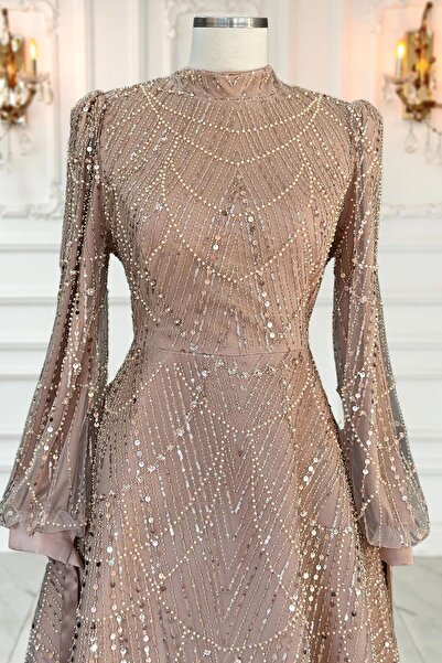 Amine Hüma Karina Abiye Elbise Gold