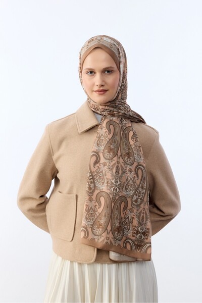 MİRSOY SCARF Asian Patterned Ethnic Shawl - Mustard