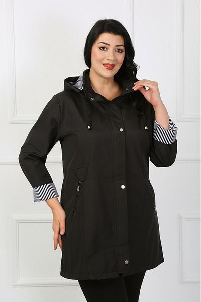 By Alba Collection Γυναικεία καμπαρντίνα με μαύρη εσωτερική ρίγα Plus Size