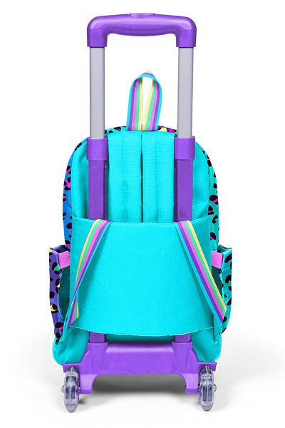 Coral High Kids Colorful Leopard Patterned Three-Compartment School Backpack with Squeegee 23969