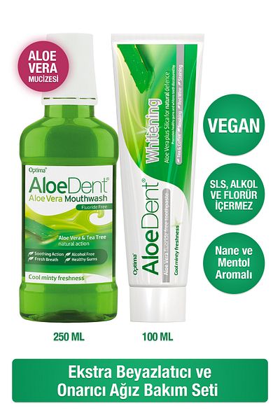 AloeDent Extra Whitening Toothpaste with Aloevera 100ml Refreshing Oral Care Water with Aloevera 250ml
