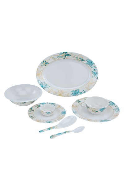DELCASA 35 Piece Flower sketch Melamineware Dinner Set- DC2462