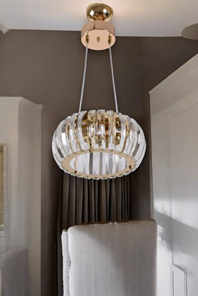 KLAS CAM Truva 2ampül Lü Gold,krom Kristal Taşlı Paslanmaz Avize