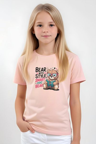 FYK KİDS Girl Basic Bear Stayle Printed T-Shirt