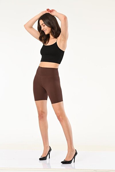 Genel Markalar KAHVE FİTİLLİ  DALGIÇ YÜKSEK BEL ŞORT 366