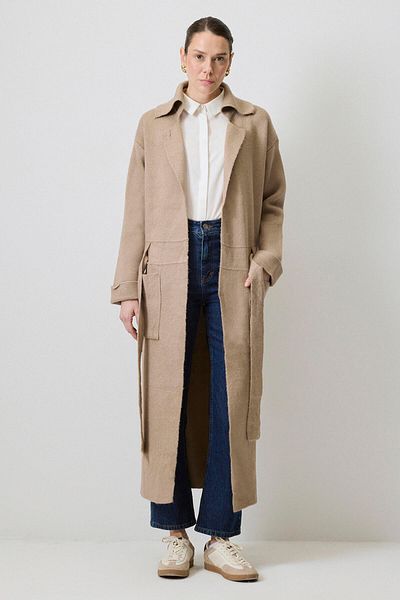 Touché Privé Long Knit Cardigan with Waist Belt