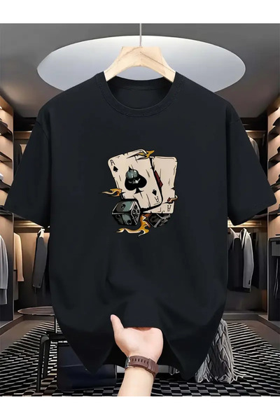 Karatopak Μπλουζάκι Unisex Oversize με Στάμπα Μπαστούνια και Στρογγυλή Λαιμόκοψη