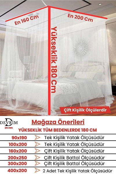 DEVRİM OLİVYA TEKSTİL 1St Quality Family Size Oversized Tulle Mosquito Net - Non-Wrinkle Special Tulle Mosquito