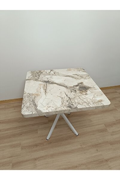 EVKO MOBİLYA Masa, Kare Masa, Ahşap Masa, Mutfak Yemek Masası, Balkon Masası, Metal Ayaklı Masa, 80 Cm