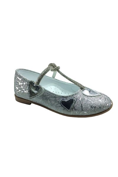 OrtopedikAL 1010 Model Silver Shiny Stone Ballerinas - Girl's Wedding Evening Dress Shoes