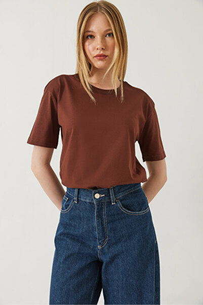 Bianco Lucci Γυναικείο μπλουζάκι με διακοσμητικό ραμμένο λαιμόκοψη 60602001