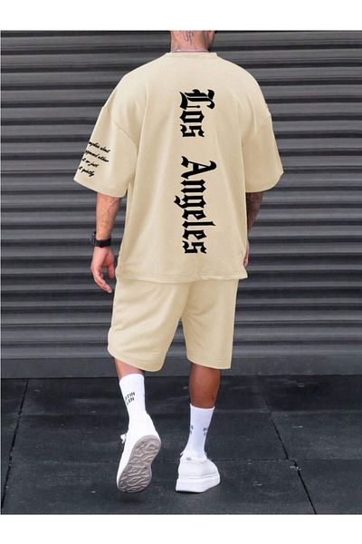 Derays Los Angeles Comfortable Fit Crew Neck Back and Front Printed Bottom Top Men's Suit
