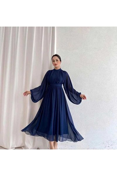 MODA DURAĞI Long Sleeve Waist Seated Dress