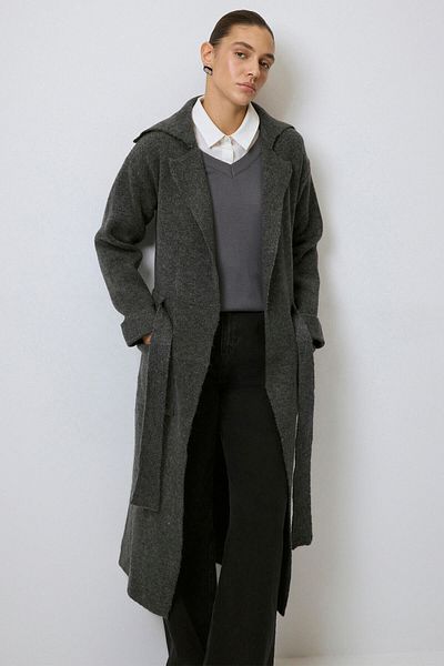 Touché Privé Long Knit Cardigan with Waist Belt