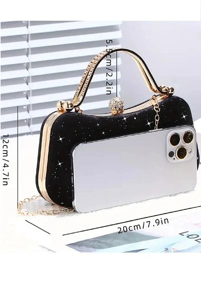 Paradise Women's Imported Fabric Shiny Glitter Stone Evening Dress Bag Zircon Stone Stylish and Elegant