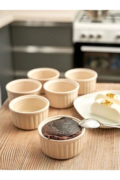 MADAME LUDA 6 300 Ml. Souffle Bowl - Muffin - Cup Cake - Rice Pudding - Magnolia - Hot Pot - Bakery and Cake Mold