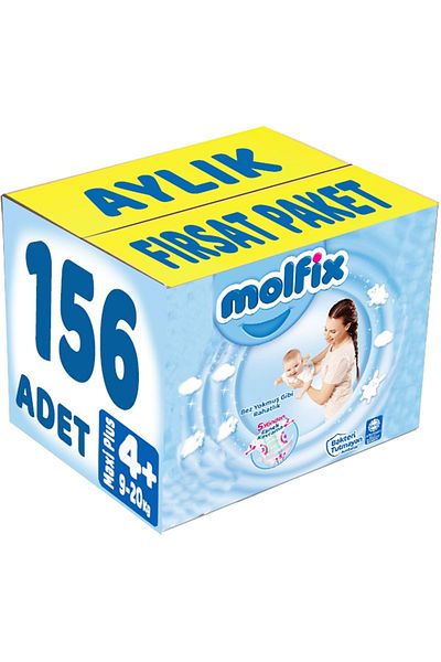 Molfix Baby Diaper Size:4 (9-20KG) Maxi Plus 156 Pieces Monthly Deal Pk