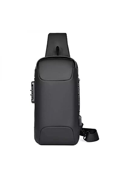 1st شنطة كتف رجالي جلد رياضية مقاومة للماء – حجم صغير – أسود