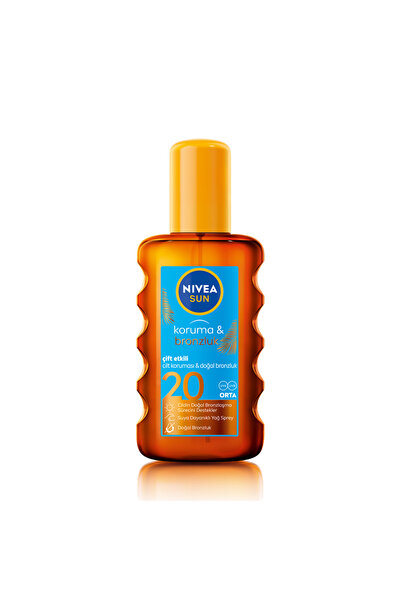 NIVEA Слънцезащитно и бронзиращо самозагарящо масло, SPF 20, 200 мл