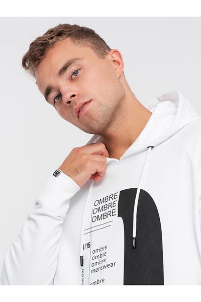 OMBRE Bedrucktes HOODIE-Sweatshirt für Herren - weiß V1 OM-SSPS-0152 XL