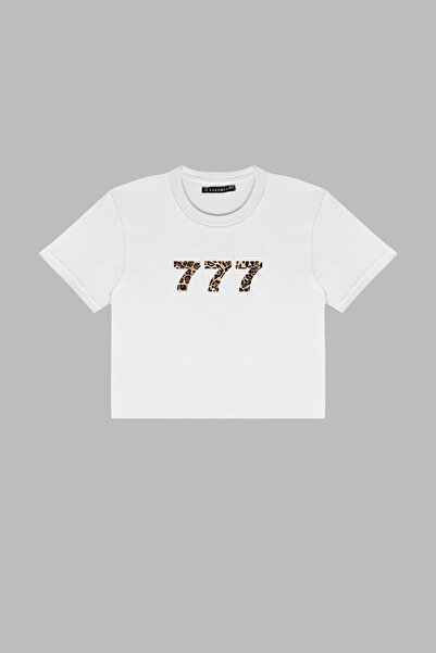 Bak Moda 777 εμπριμέ λευκό Crop Top