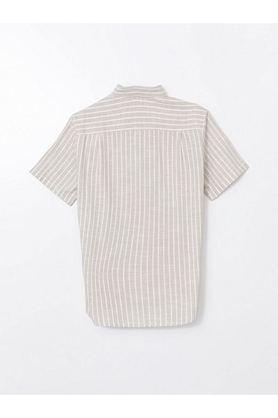 LC Waikiki Ανδρικό πουκάμισο SOUTHBLUE Regular Fit με κοντό μανίκι ριγέ ποπλίνα