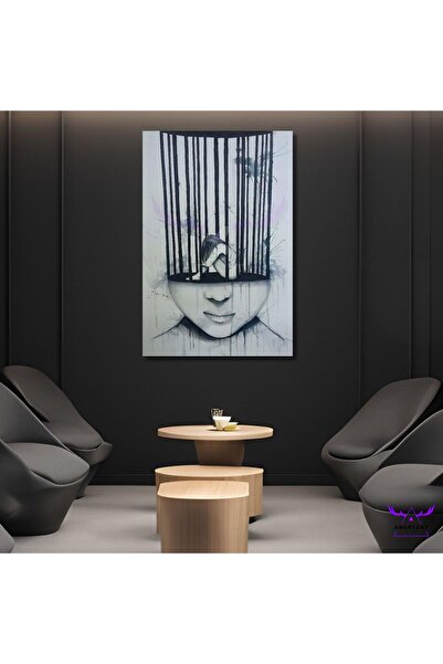 abartart Tekli Dikey Kanvas Psikiyatri Psikoloji Poliklinik Tablosu