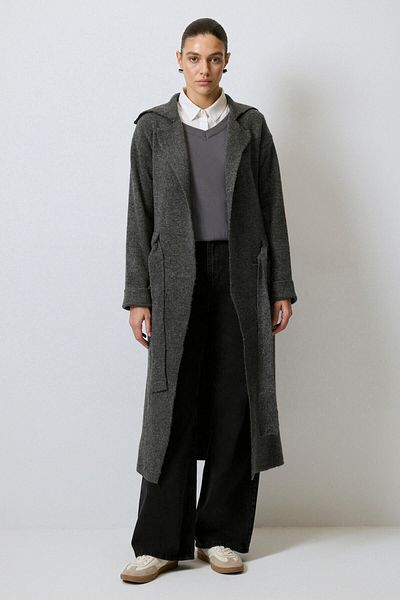 Touché Privé Long Knit Cardigan with Waist Belt