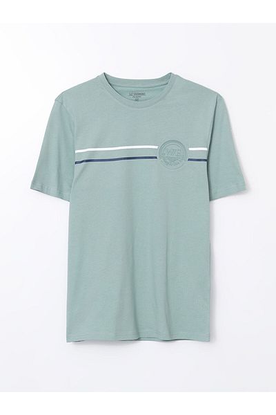 LC Waikiki LCWAIKIKI Klassisches, kurzärmliges, bedrucktes Herren-T-Shirt aus gekämmter Baumwolle mit Rundhalsausschnitt