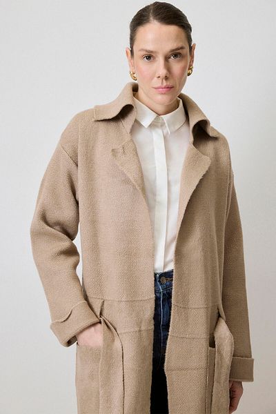 Touché Privé Long Knit Cardigan with Waist Belt
