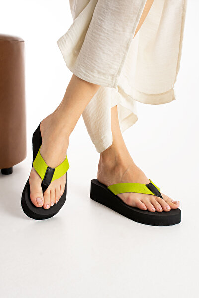 MÜJERİL'S Pantofi de plajă pentru femei, cu platformă, cu toc pană, țesătură, nu rănește, papuci de plajă pentru piscină