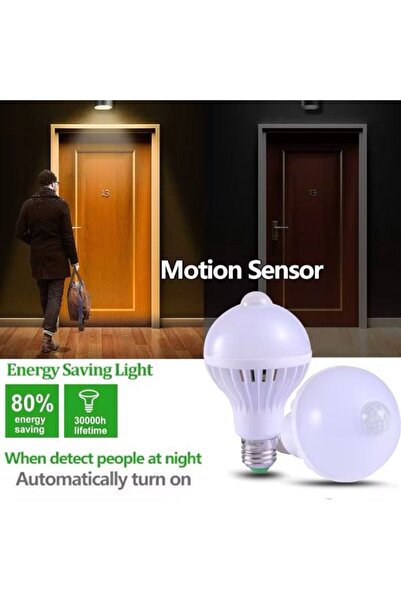 gold honey Hareket Sensörlü Led Lamba E27 Duy 12w Işık Lamba A Otomatik Led Ampül Hareket Algılayıcılı
