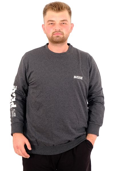 ModeXL Ανδρικό φούτερ με λαιμόκοψη XL φόρμα φόρμας - PEACE U24526 Antramelange