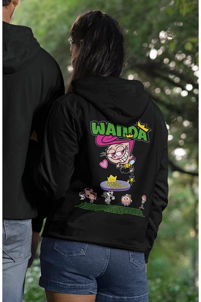 Fuddy Moda Wanda Back Printed Unisex Oversize Hooded Hoodie - Lover Couple Themed Sweatshirt