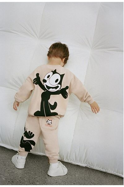 NoVibe Mink Felix The Cat Printed Boy's Top and Bottom Set