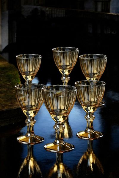 TrendDeco Honey Color 6-Piece Standing Glass Coffee Glass Set